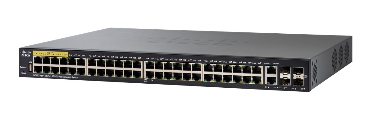 Cisco SF350-48P Managed L2/L3 Fast Ethernet (10/100) Power over Ethernet (PoE) Black