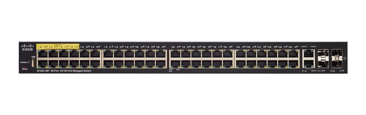 Cisco SF350-48P Managed L2/L3 Fast Ethernet (10/100) Power over Ethernet (PoE) Black